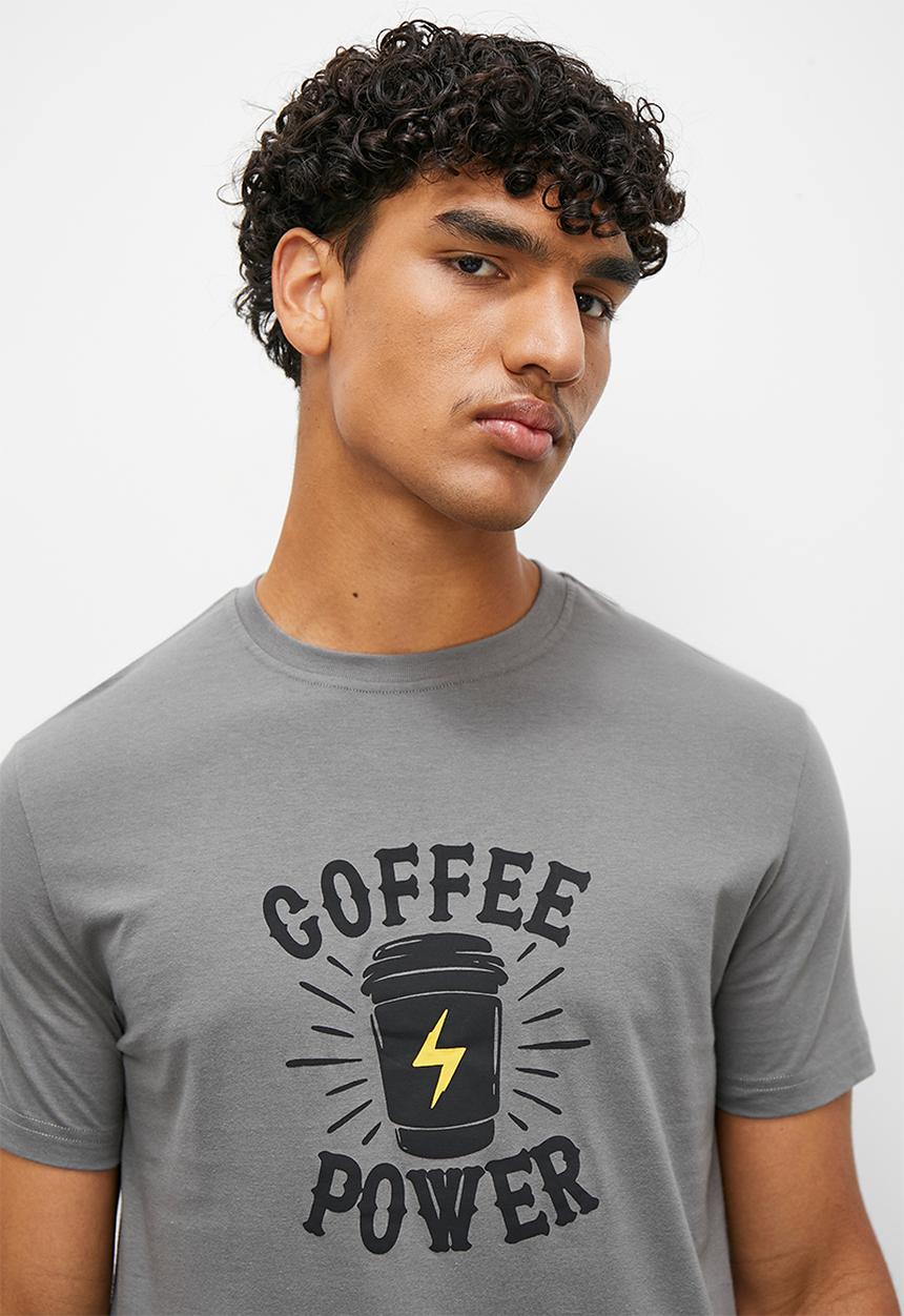STYLE REPUBLIC - Coffee power sleep tee - charcoal