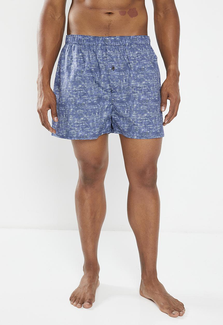 POLO - Geo square print woven boxer - navy