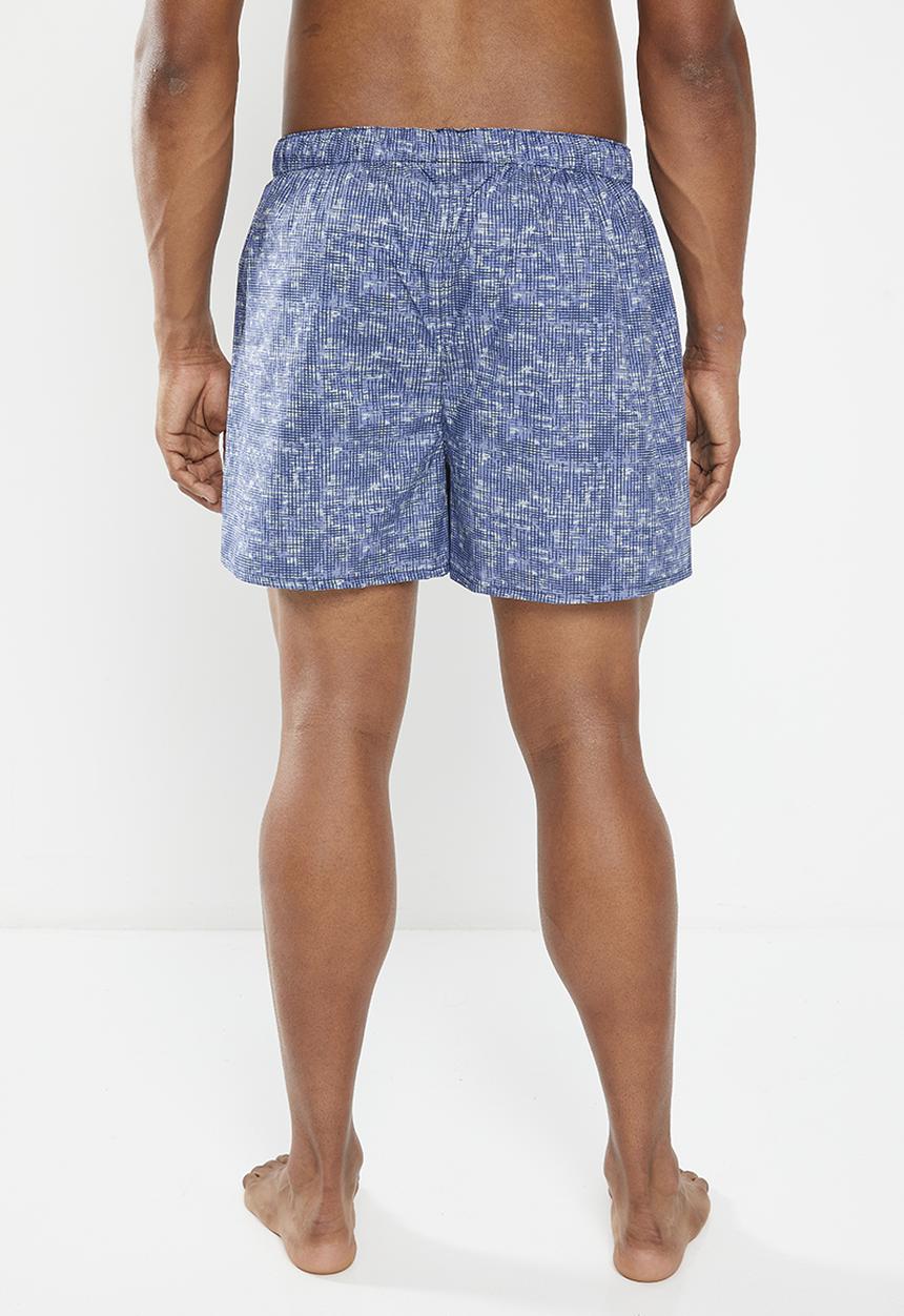 POLO - Geo square print woven boxer - navy