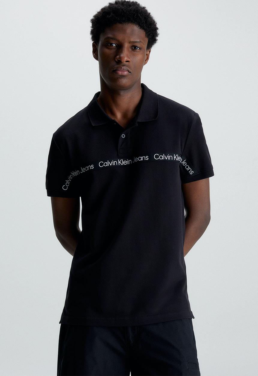 Calvin Klein - Logo tape polo - ck black