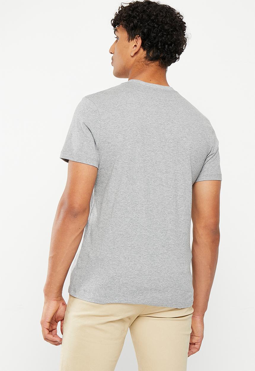 urban° - Mens Urban Core Large run stitch embrodiery Tee - SS - Grey Melange