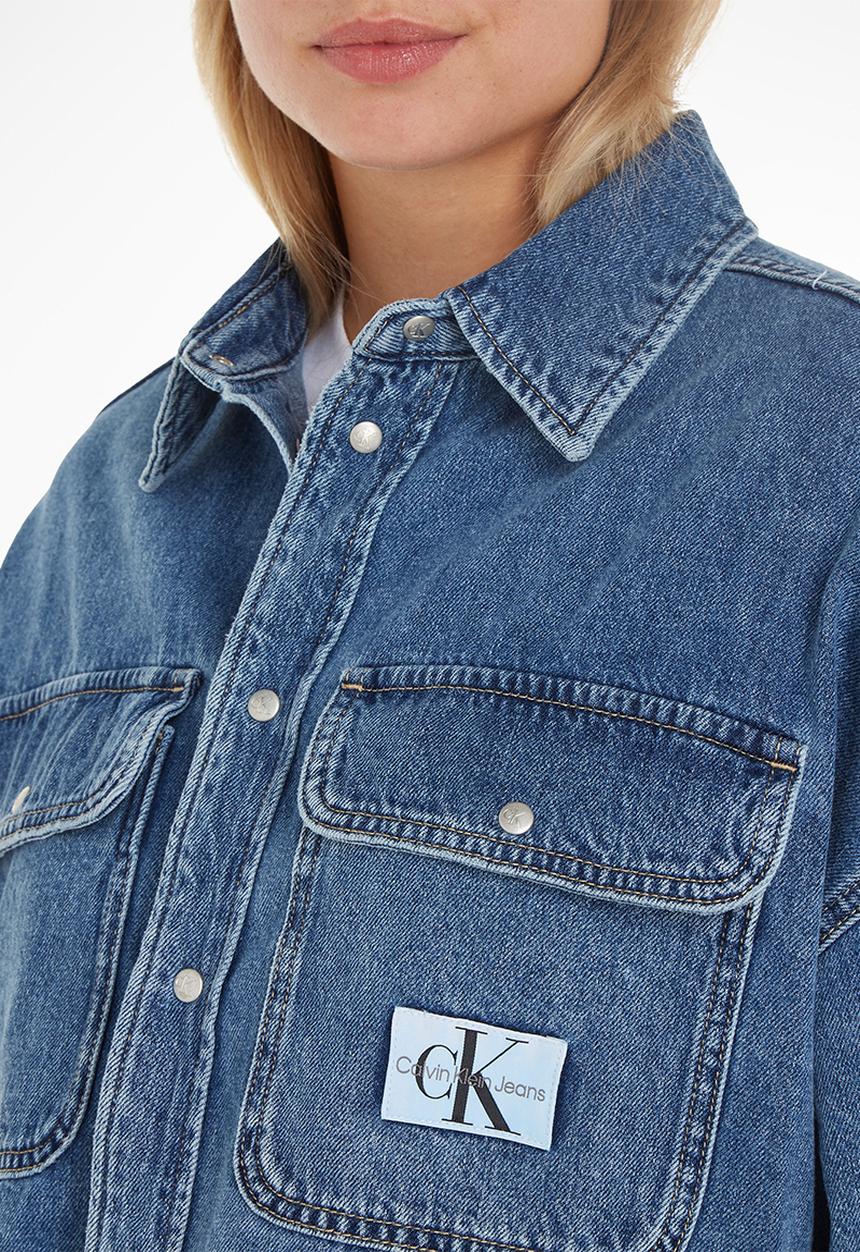 Calvin Klein - Oversized crop rounded hem shirt - denim medium