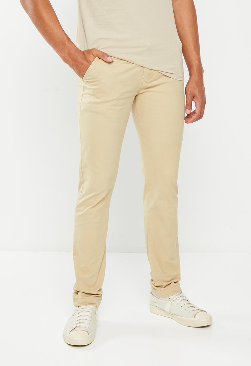 urban° - Mens Urban core 5 pkt enzyme wash chino Pants - White Asparagus