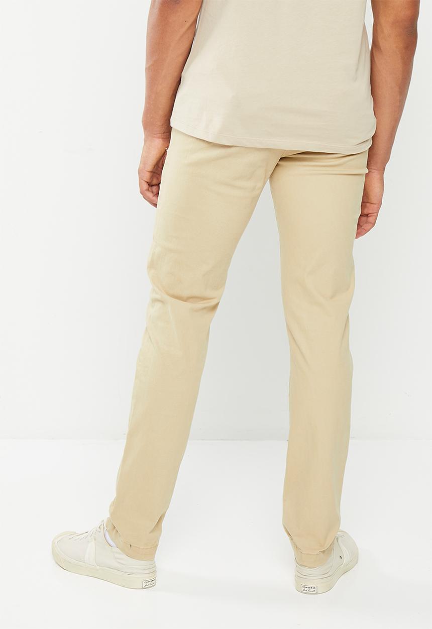 urban° - Mens Urban core 5 pkt enzyme wash chino Pants - White Asparagus