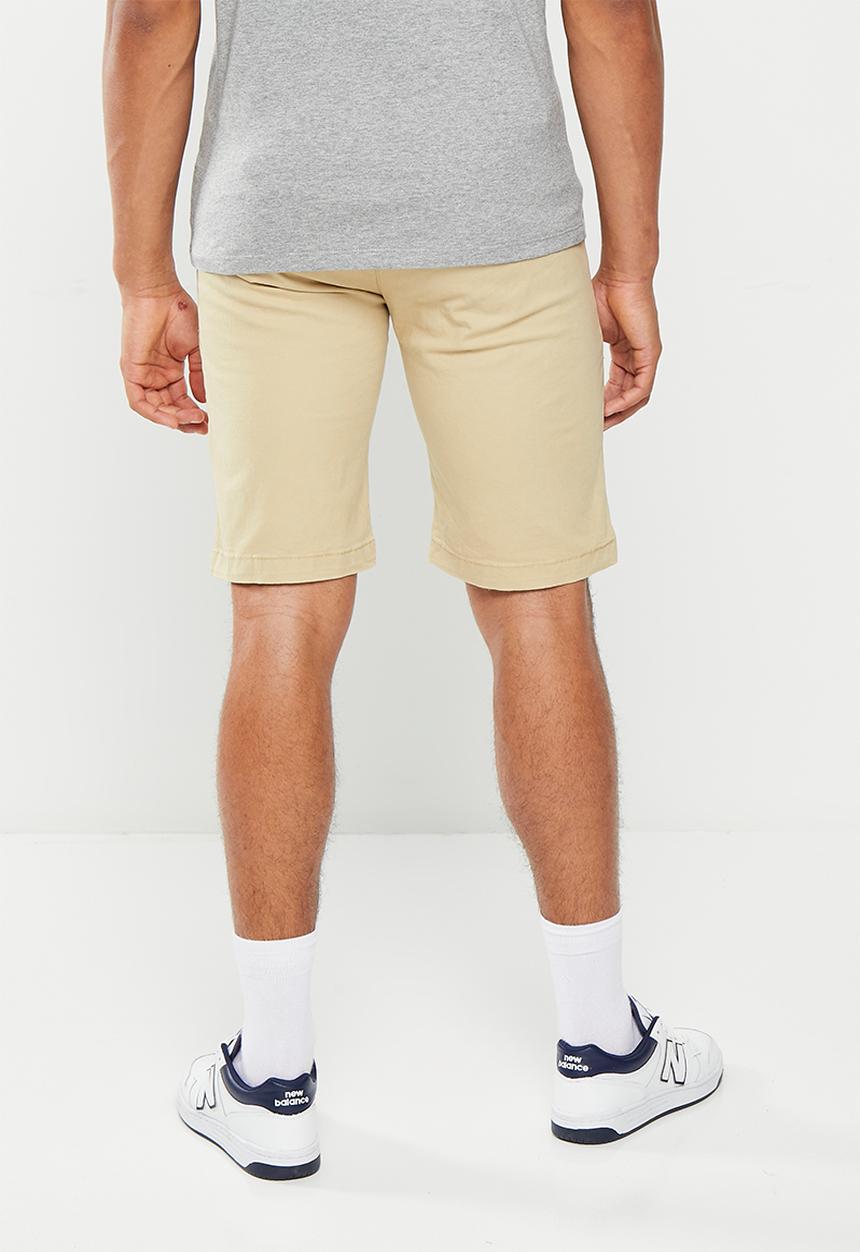 urban° - Mens urban core 5 pkt enzyme wash chino short - white asparagus