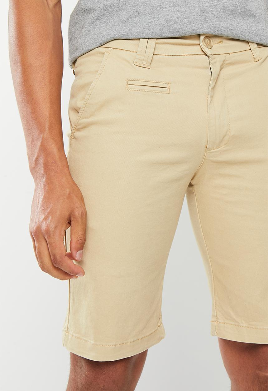 urban° - Mens urban core 5 pkt enzyme wash chino short - white asparagus