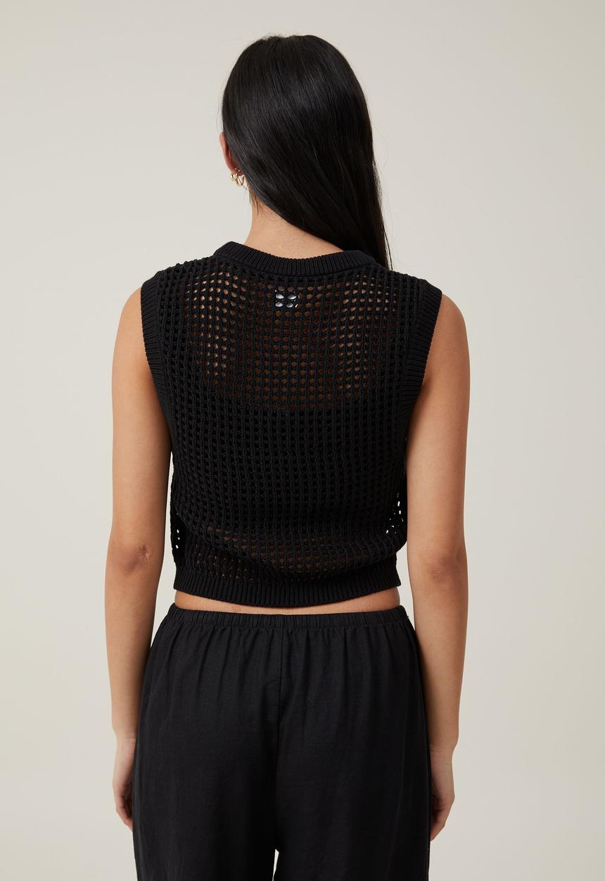 Cotton On - Cut out knit tank - black