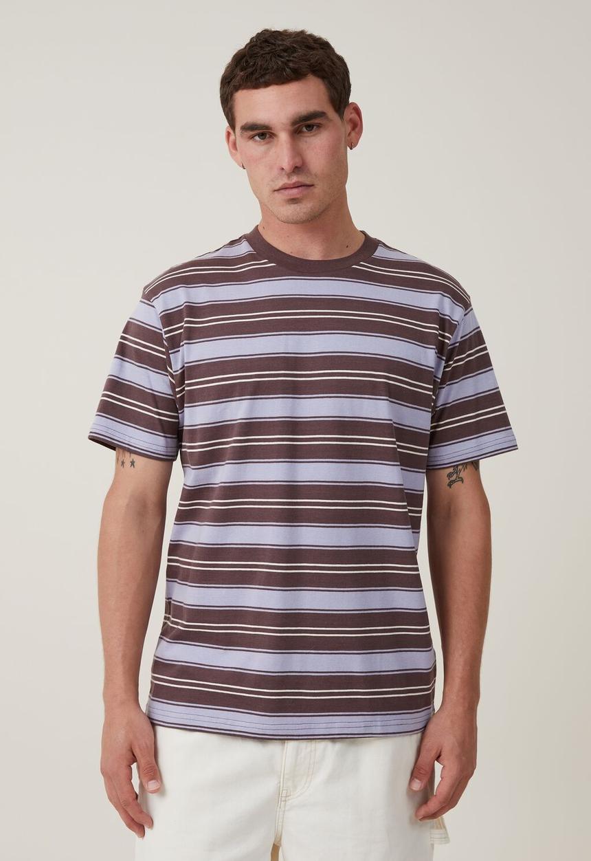 Cotton On - Loose fit stripe t-shirt - brown everyday stripe 