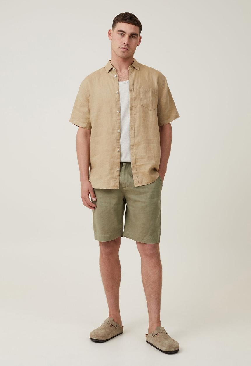 Cotton On - Linen pleat short - faded clover