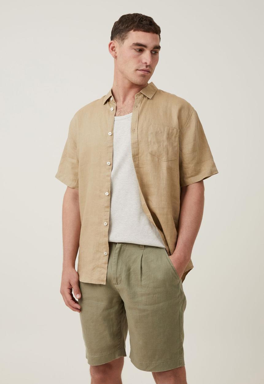 Cotton On - Linen pleat short - faded clover