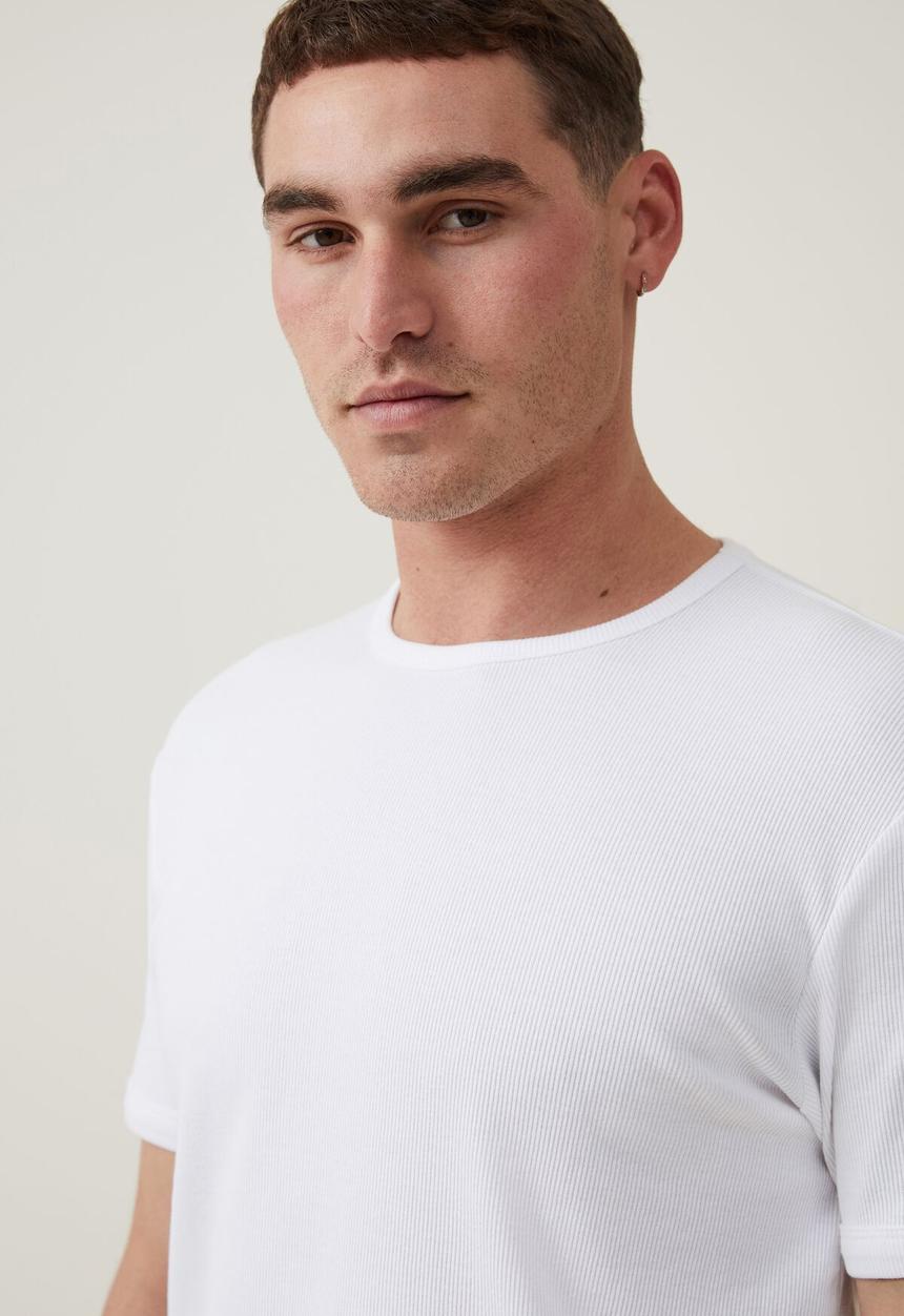 Cotton On - Ribbed t-shirt - white