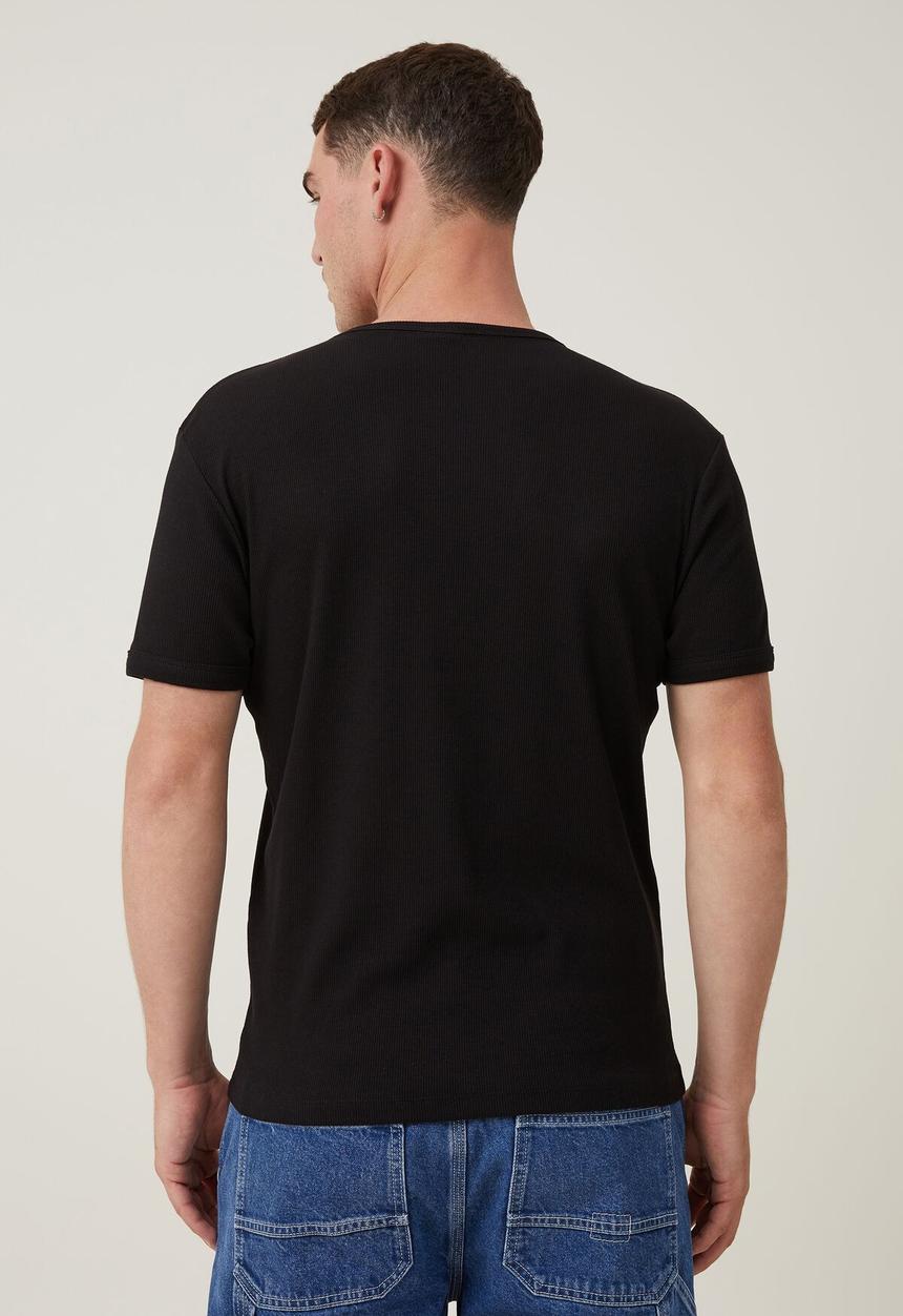 Cotton On - Ribbed t-shirt - black