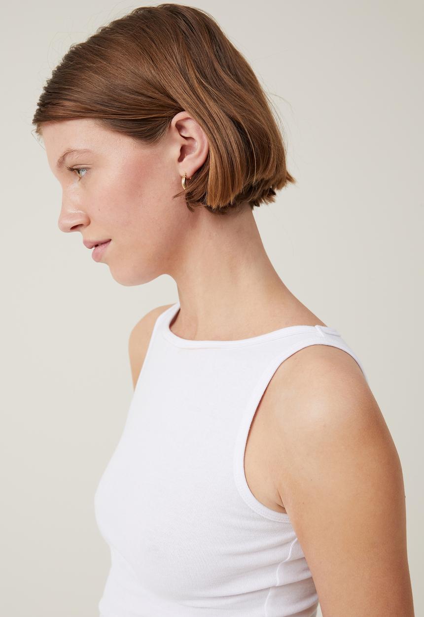Cotton On - Madison boat neck tank - white