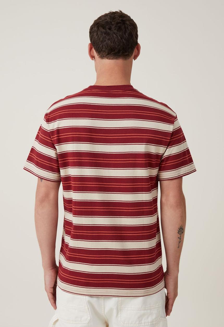 Cotton On - Loose fit stripe t-shirt - crimson everyday stripe