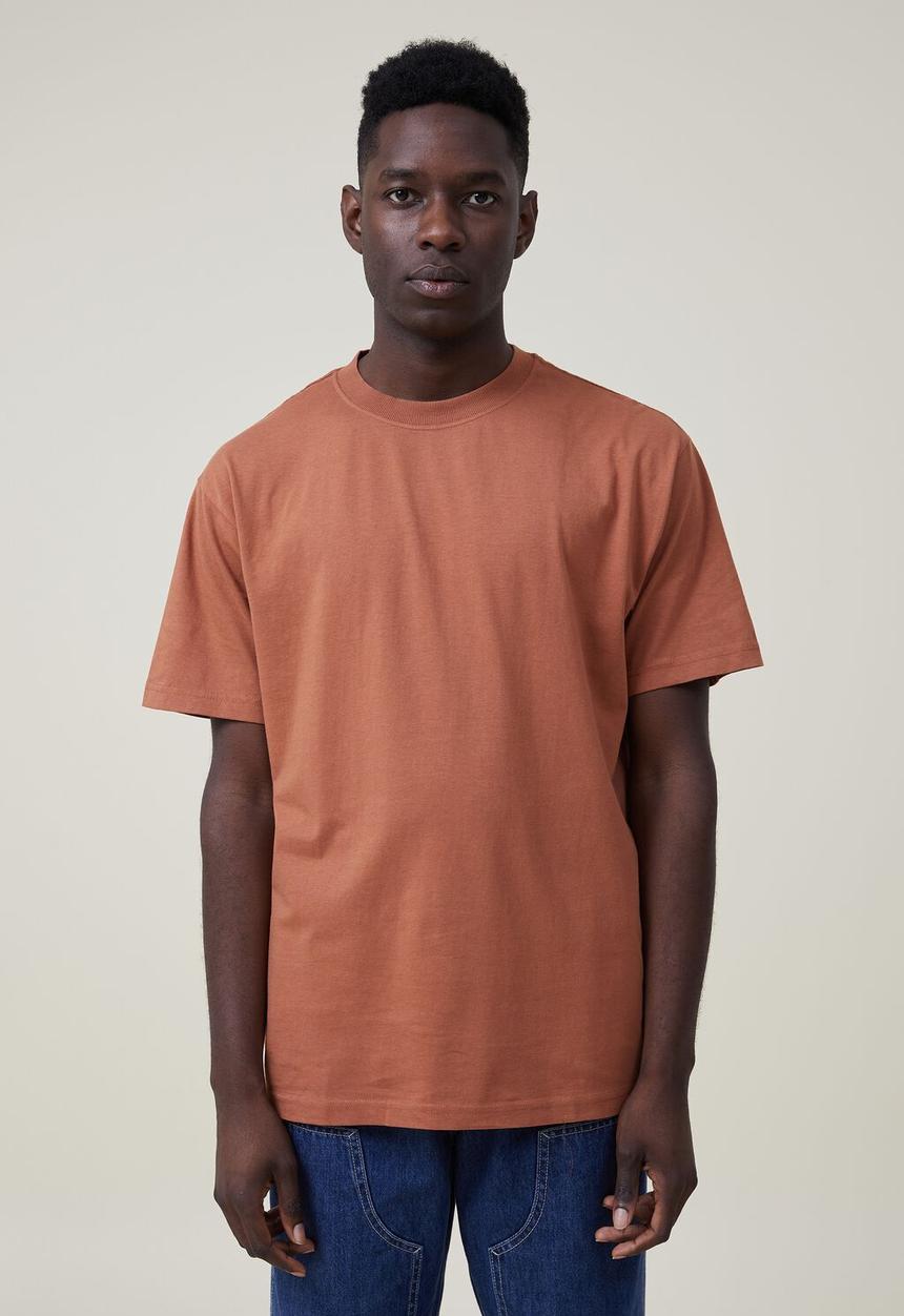 Cotton On - Organic longline t-shirt - terracotta 