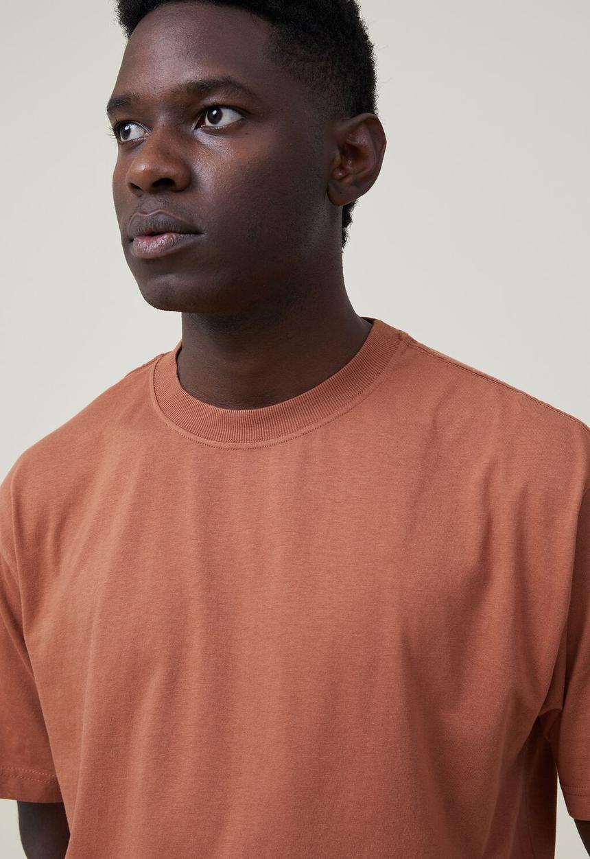 Cotton On - Organic longline t-shirt - terracotta 