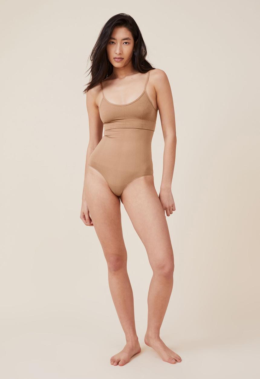 Cotton On - Seamless low back bralette - maple sugar