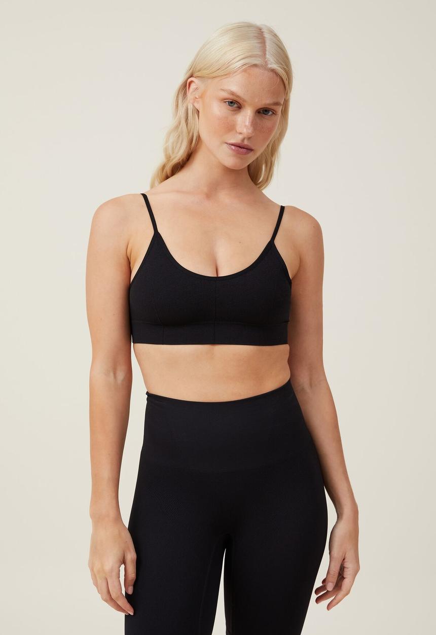 Cotton On - Seamless low back bralette - black