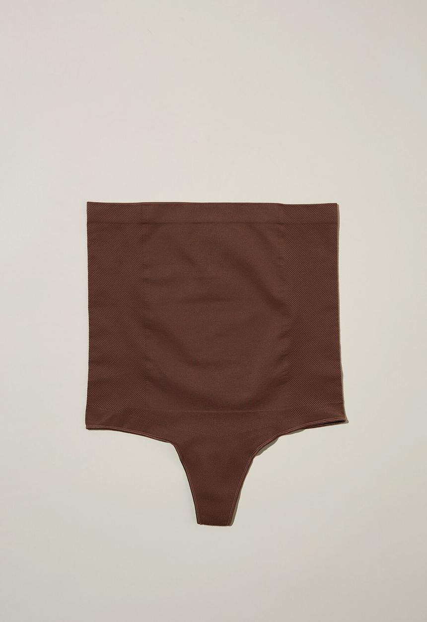 Cotton On - Plus seamless shapewear high waist g string brief - espresso
