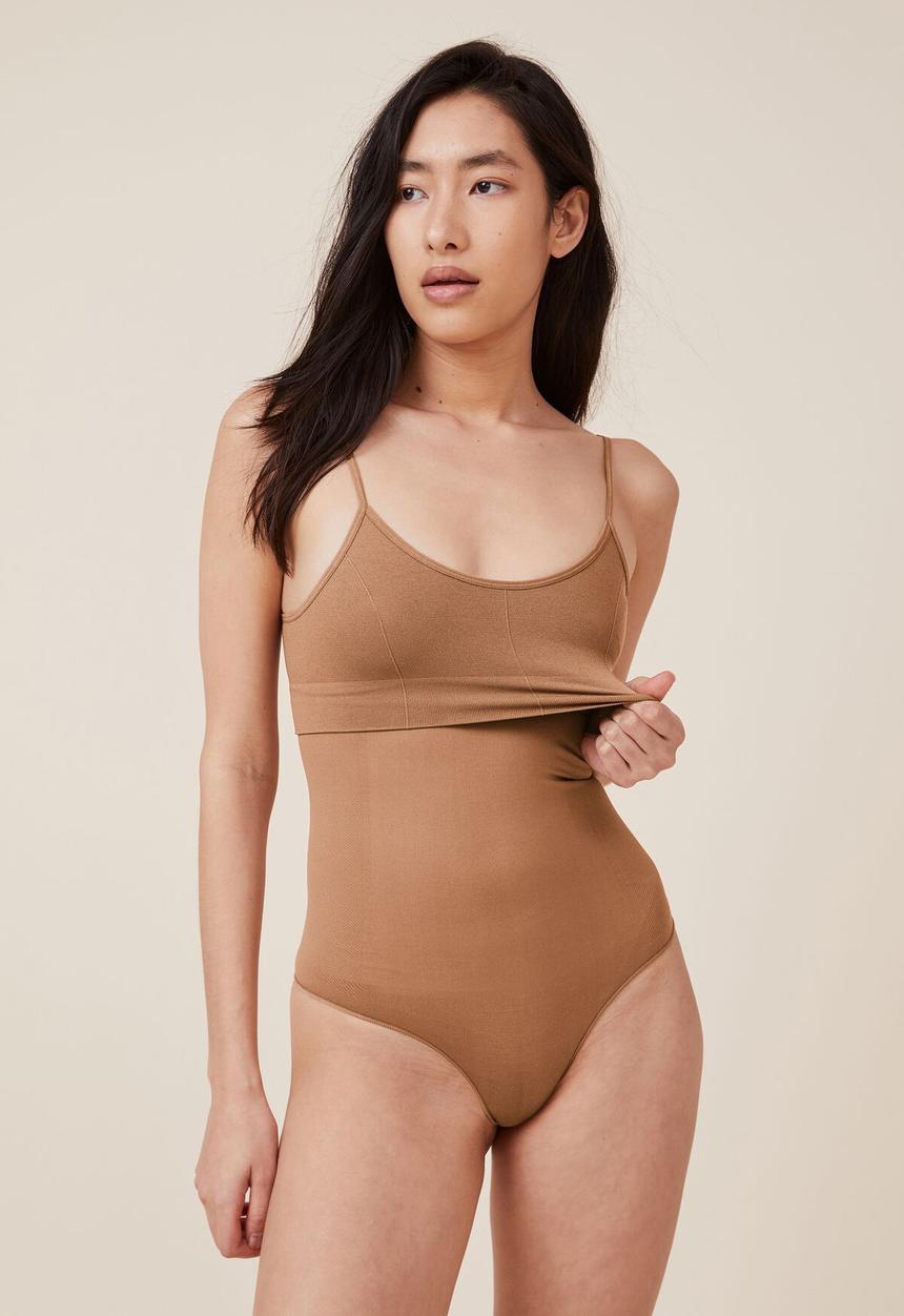 Cotton On - Seamless shapewear high waist g string brief - maple sugar