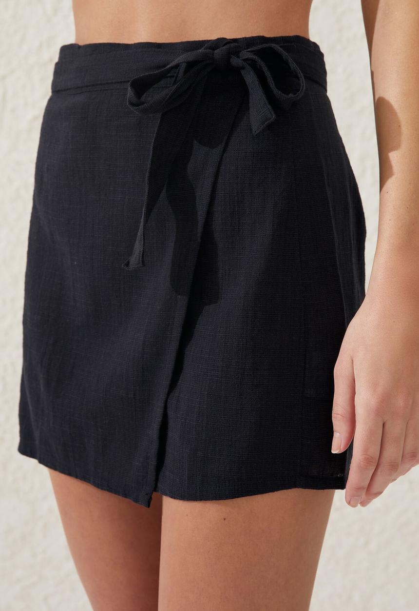 Cotton On - Beach sarong mini skirt - black