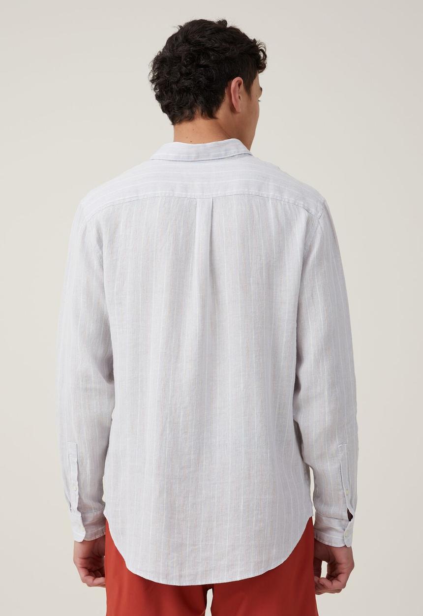 Cotton On - Linen long sleeve shirt - baby blue stripe 