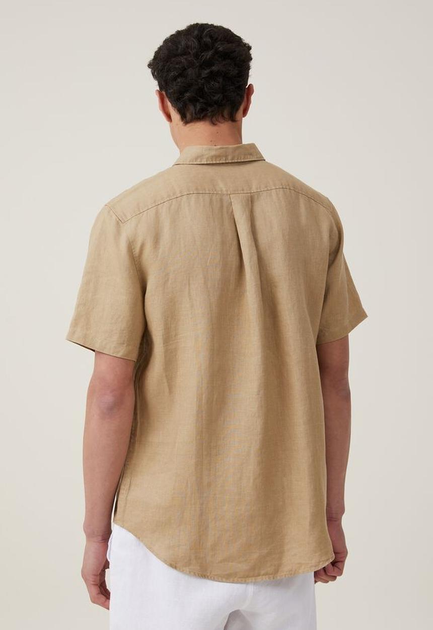 Cotton On - Linen short sleeve shirt - taupe 