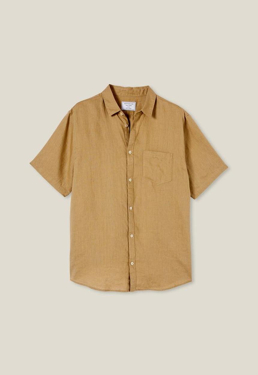 Cotton On - Linen short sleeve shirt - taupe 