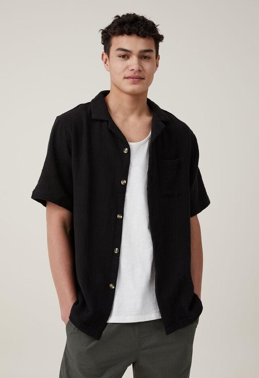 Cotton On - Palma short sleeve shirt - washed black 