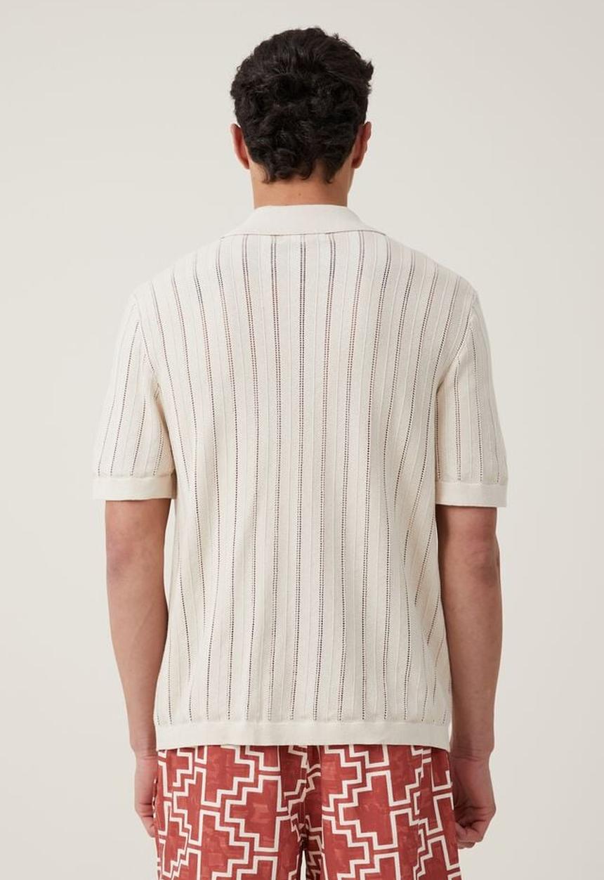 Cotton On - Pablo short sleeve shirt - ecru ladder 