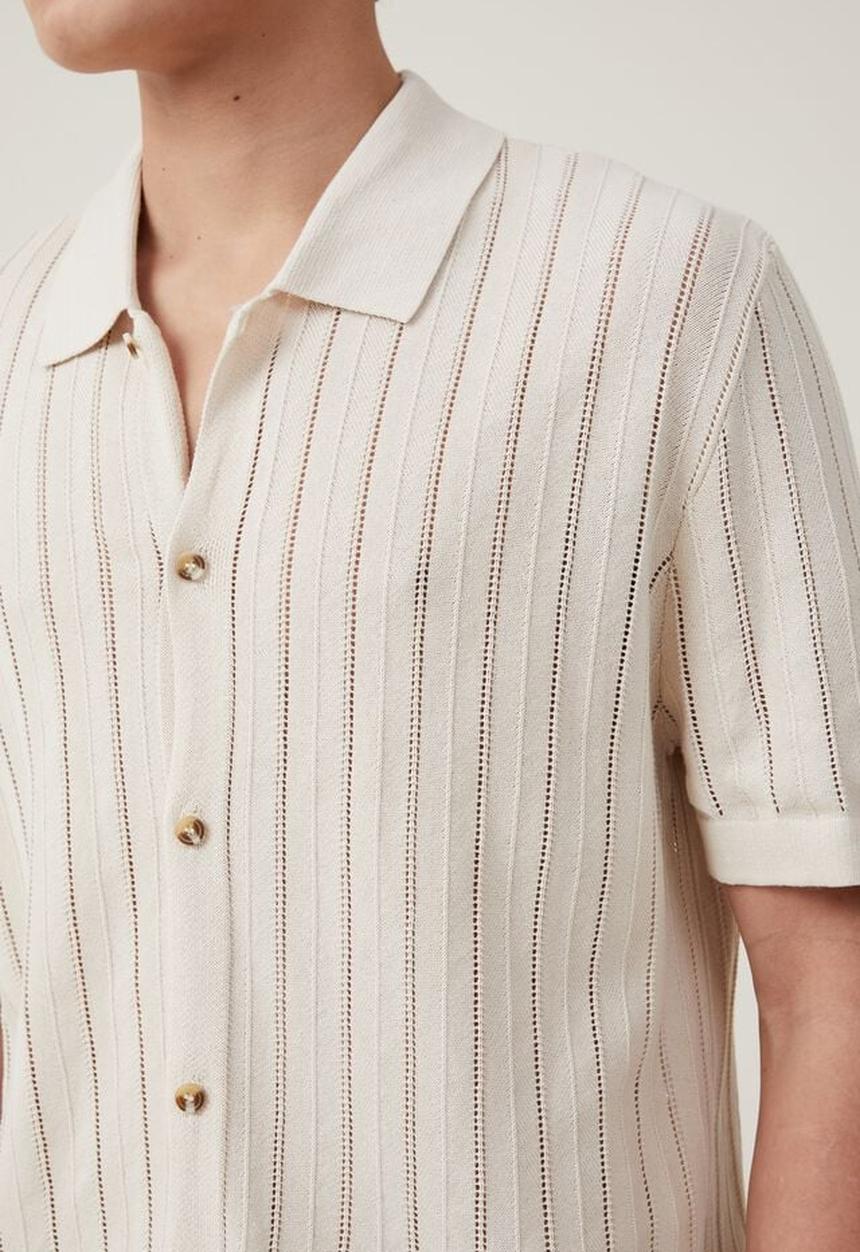 Cotton On - Pablo short sleeve shirt - ecru ladder 