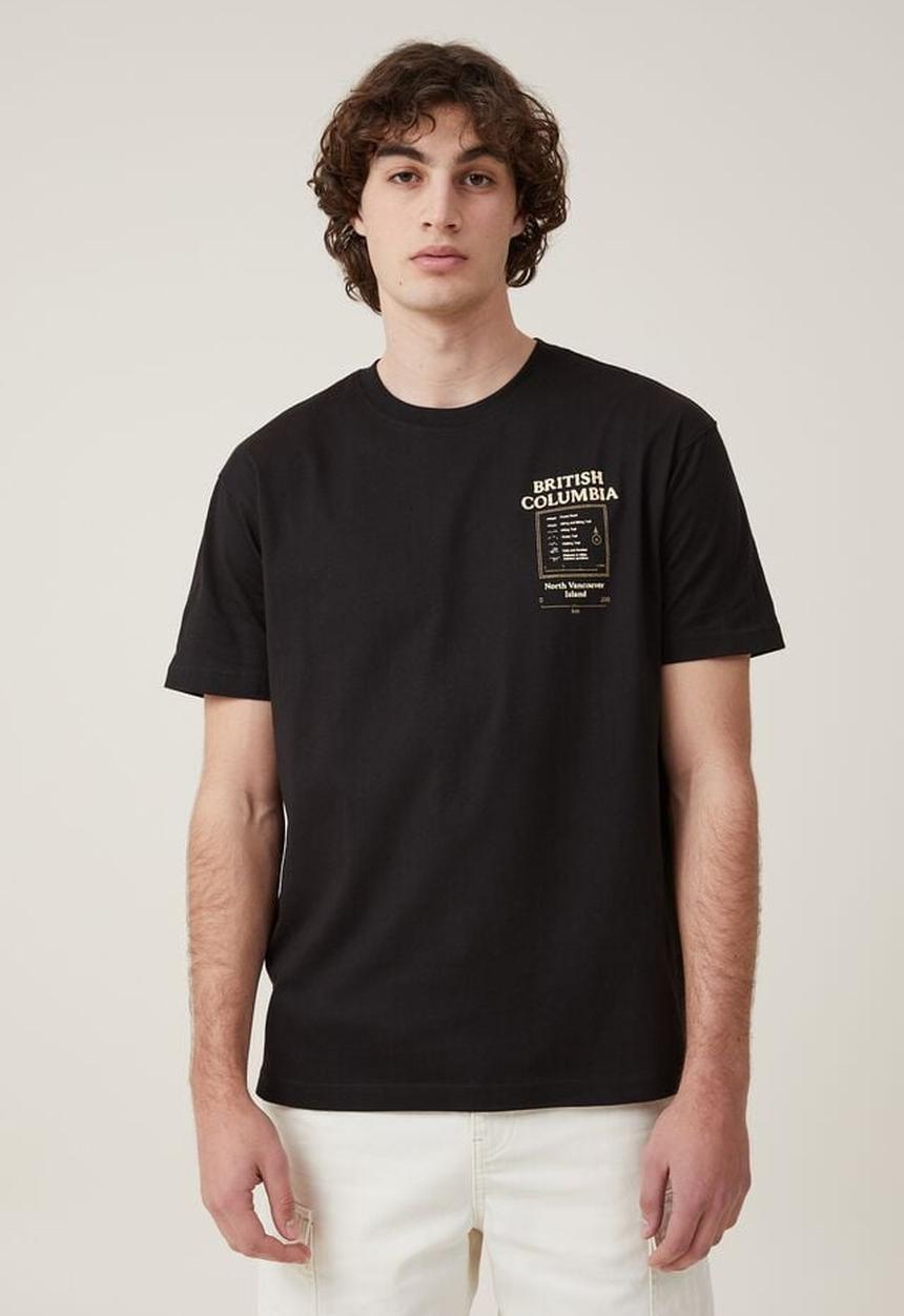 Cotton On - Loose fit art t-shirt - black vancouver 