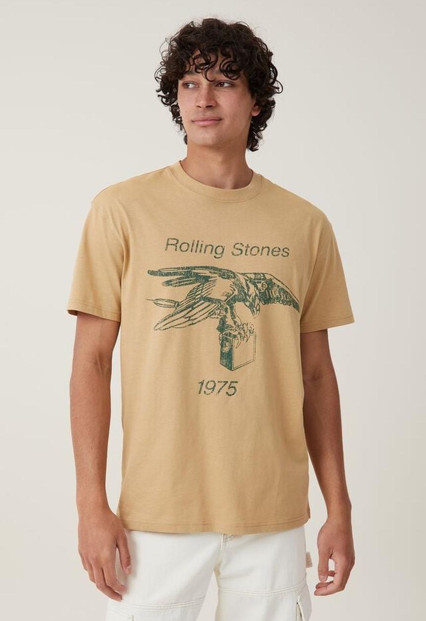 Cotton On - Loose fit music t-shirt - lcn bra light camel rolling stones eagle 