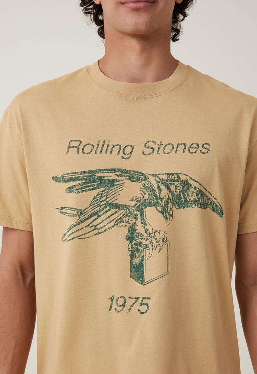 Cotton On - Loose fit music t-shirt - lcn bra light camel rolling stones eagle 