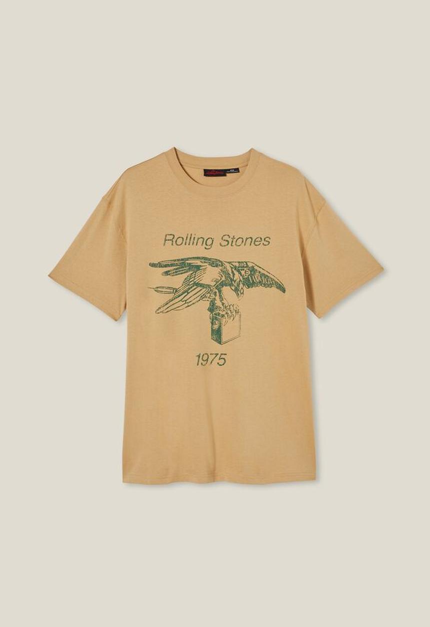 Cotton On - Loose fit music t-shirt - lcn bra light camel rolling stones eagle 