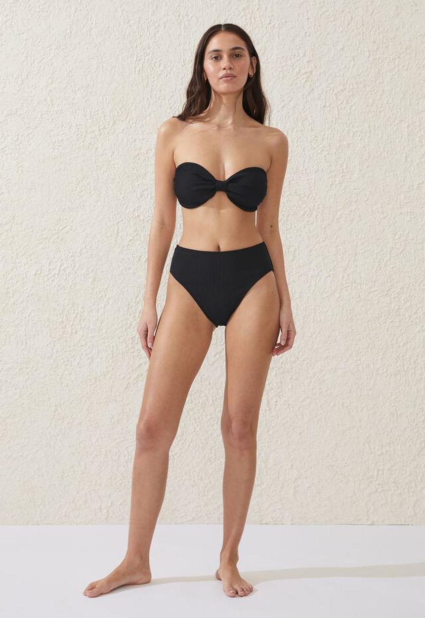 Cotton On - Mermaid bandeau bikini top - black crinkle