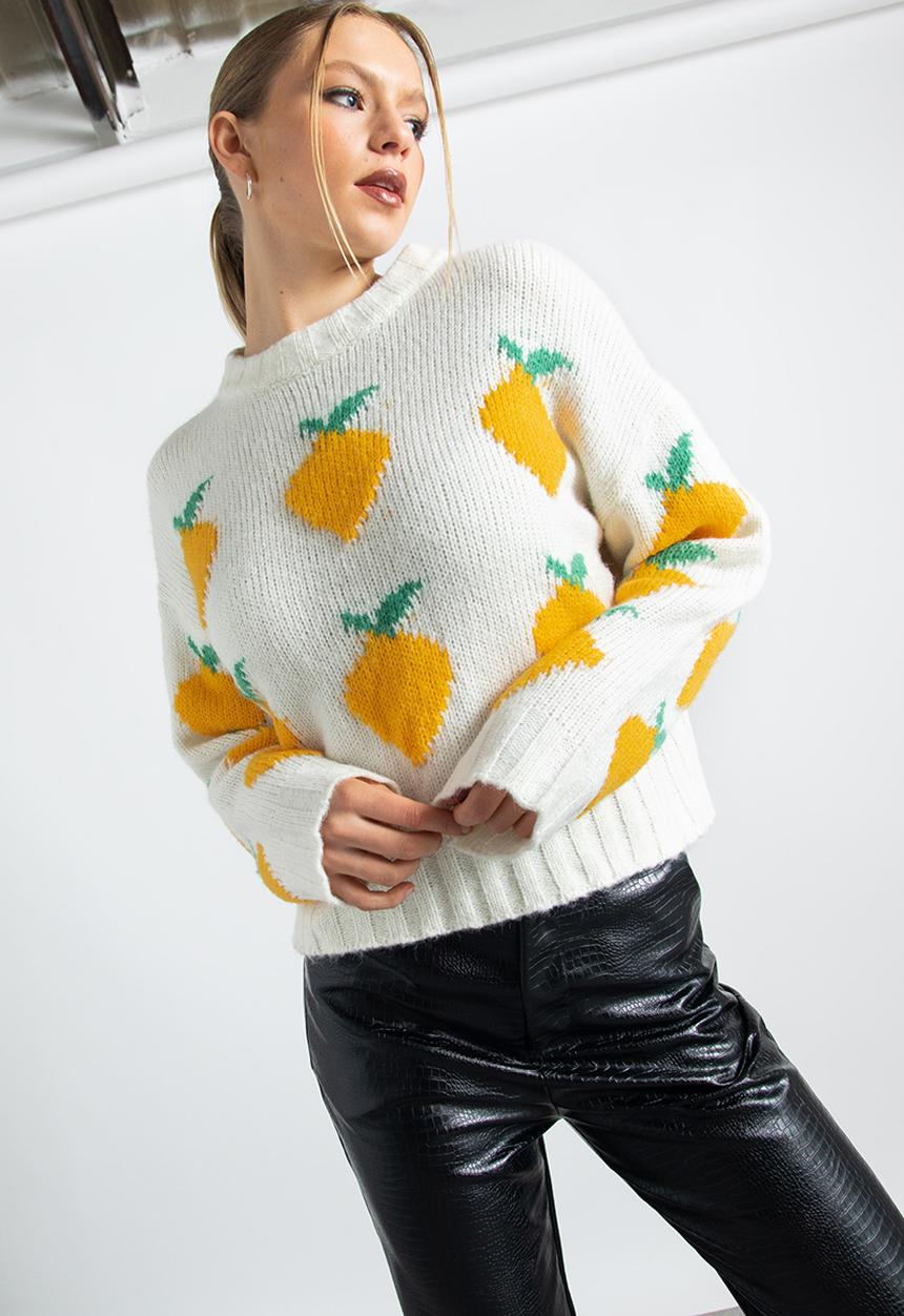 Daisy Street - Knitted lemon jumper - cream lemon