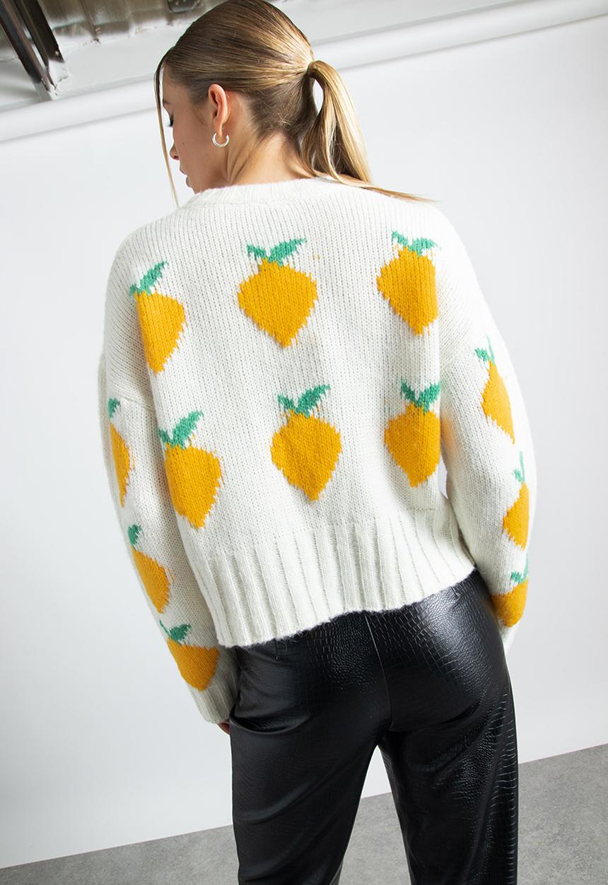 Daisy Street - Knitted lemon jumper - cream lemon