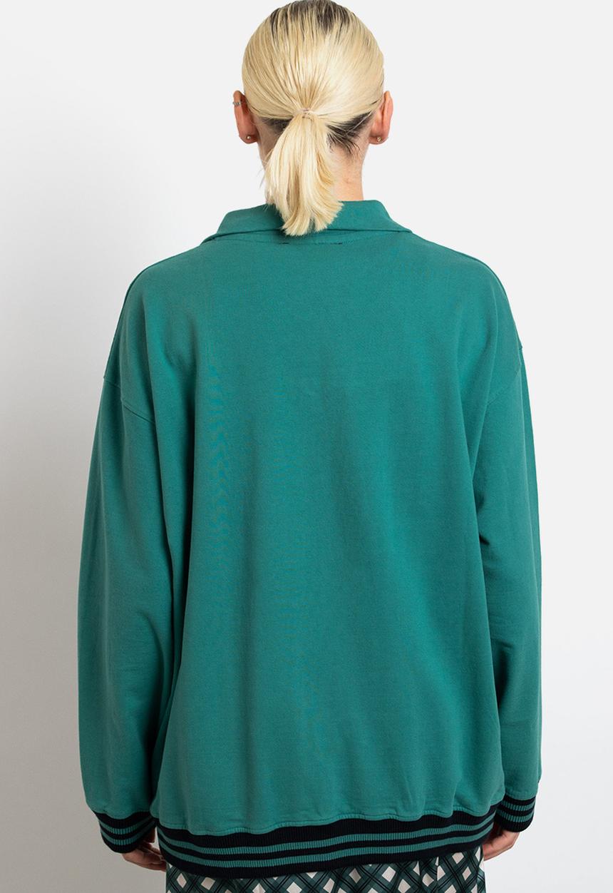 Daisy Street - Bulldogs 1/4 zip sweat - washed green