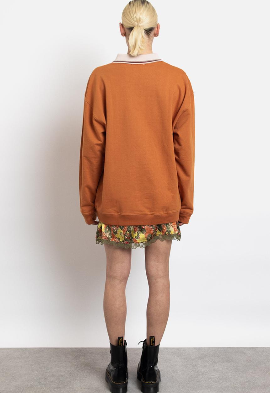 Daisy Street - Collared embroidered sweat - rust