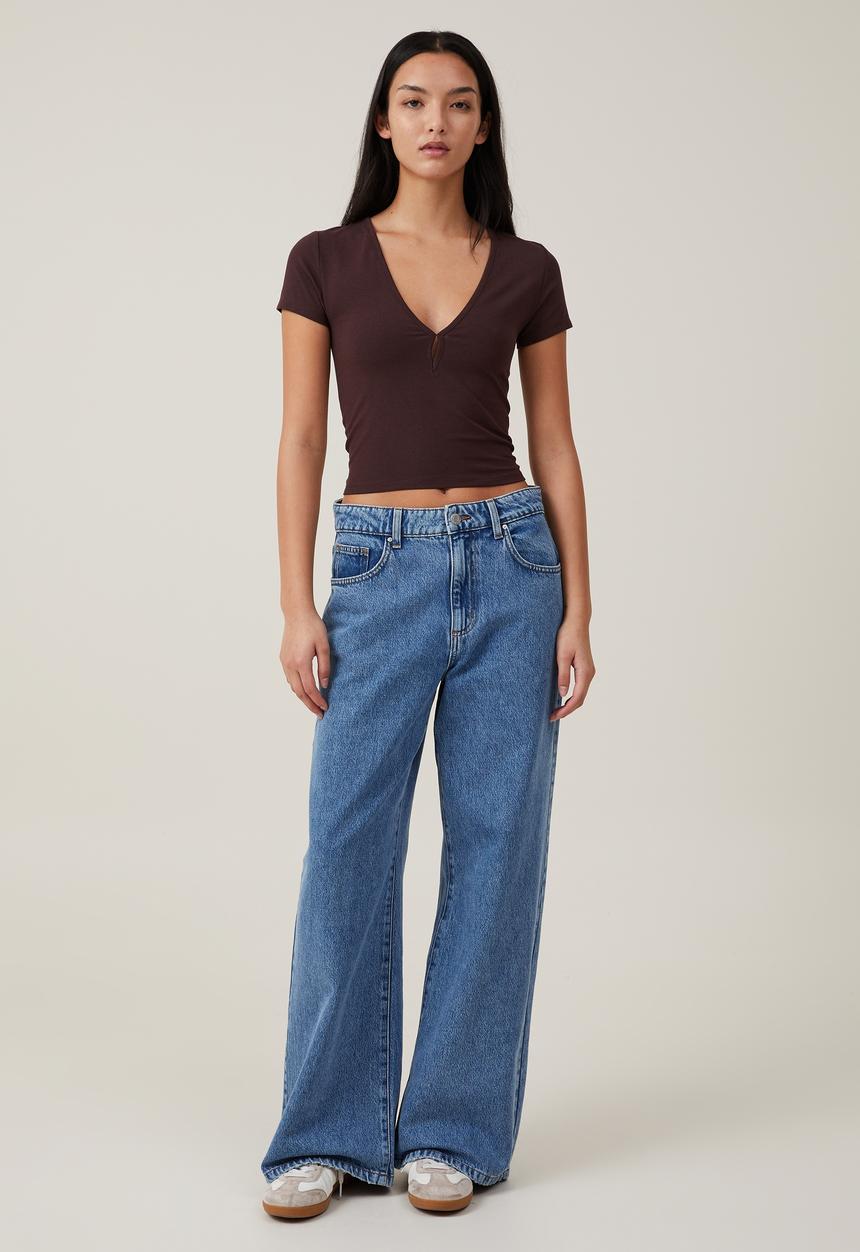 Cotton On - Belle short sleeve top - dark oak