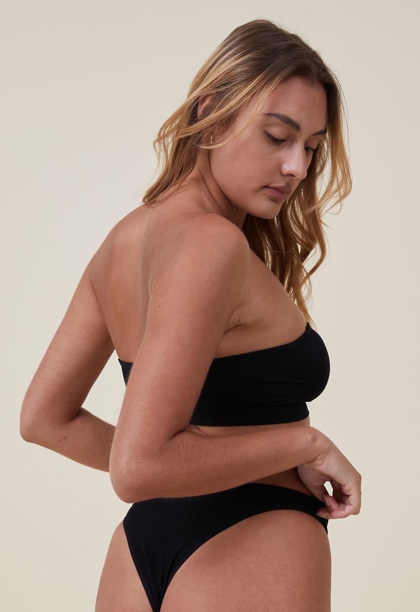 Cotton On - Seamless sweetheart padded bandeau - black