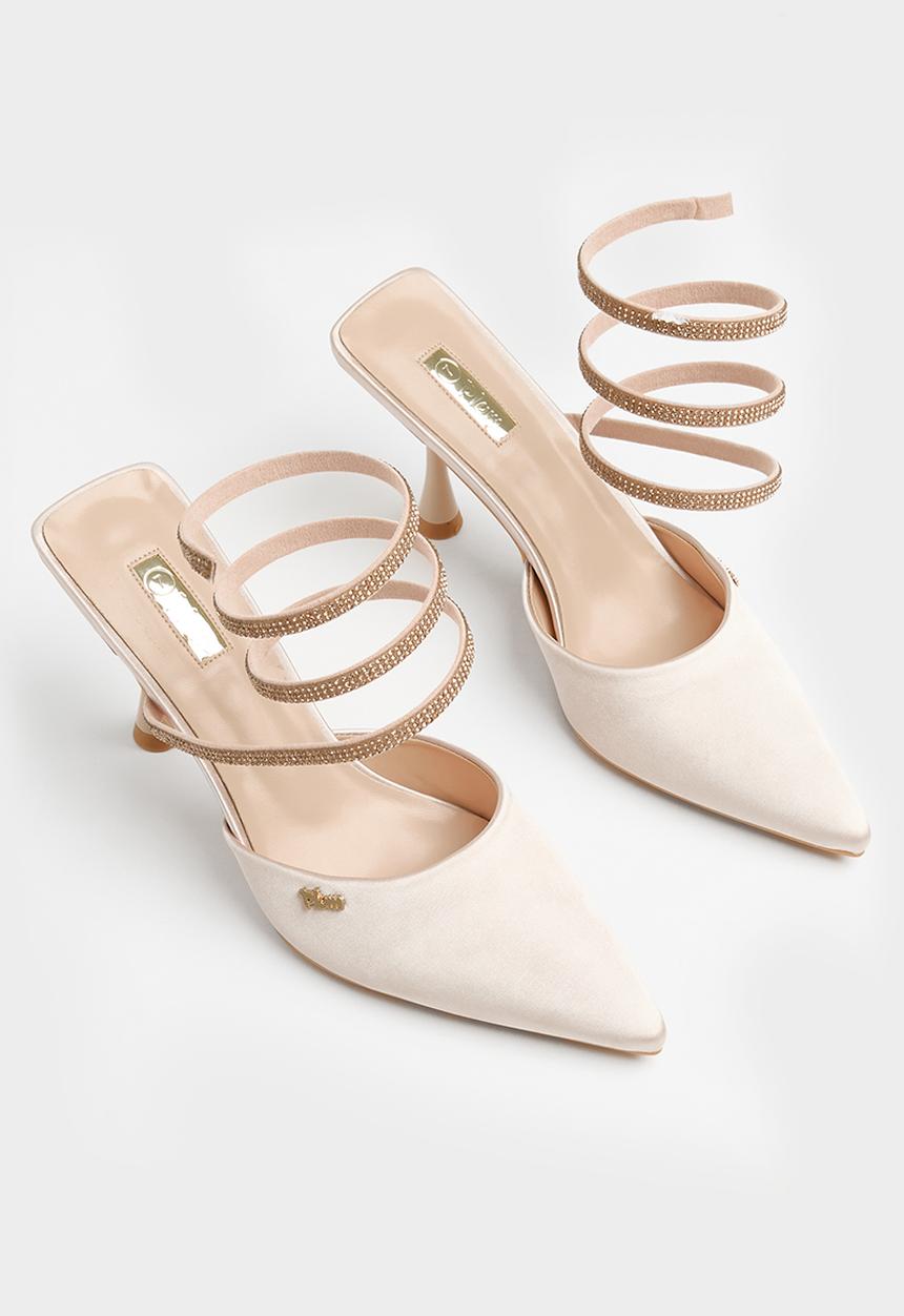Plum - Spiral strap mule sandal - champagne