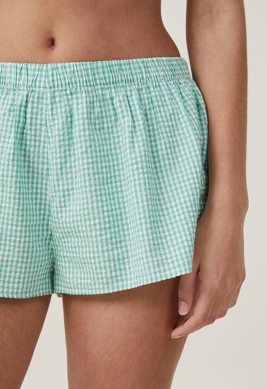 Cotton On - Woven sleep short - misty jade/white gingham