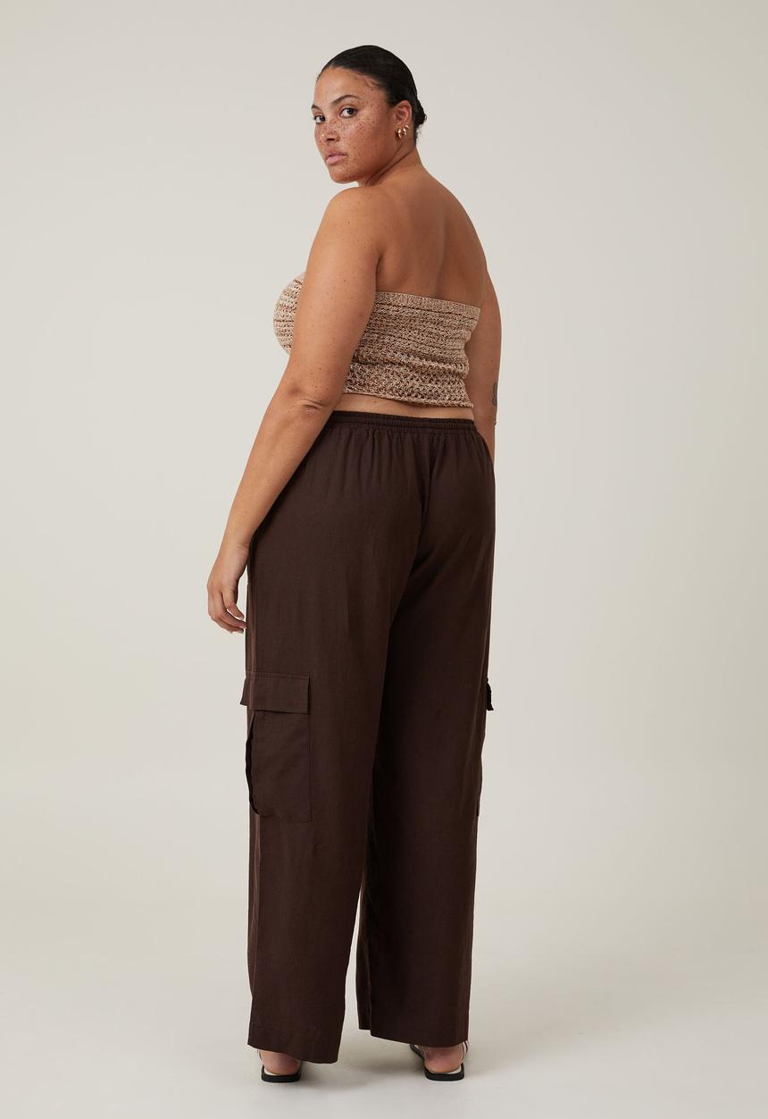 Cotton On - Plus haven utility wide leg pant-dark oak