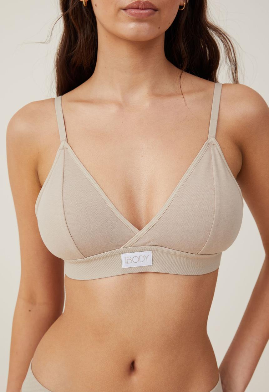 Cotton On - Cross over padded bralette - white pepper