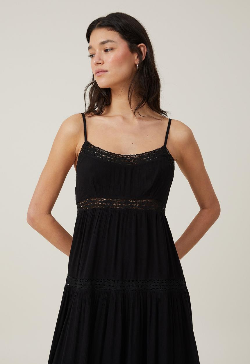 Cotton On - Rylee lace trim maxi dress - black