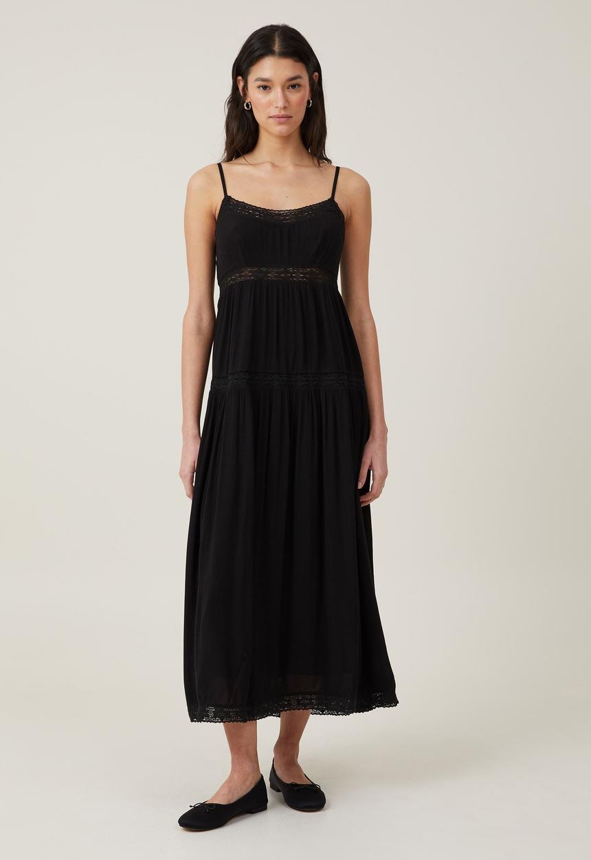Cotton On - Rylee lace trim maxi dress - black