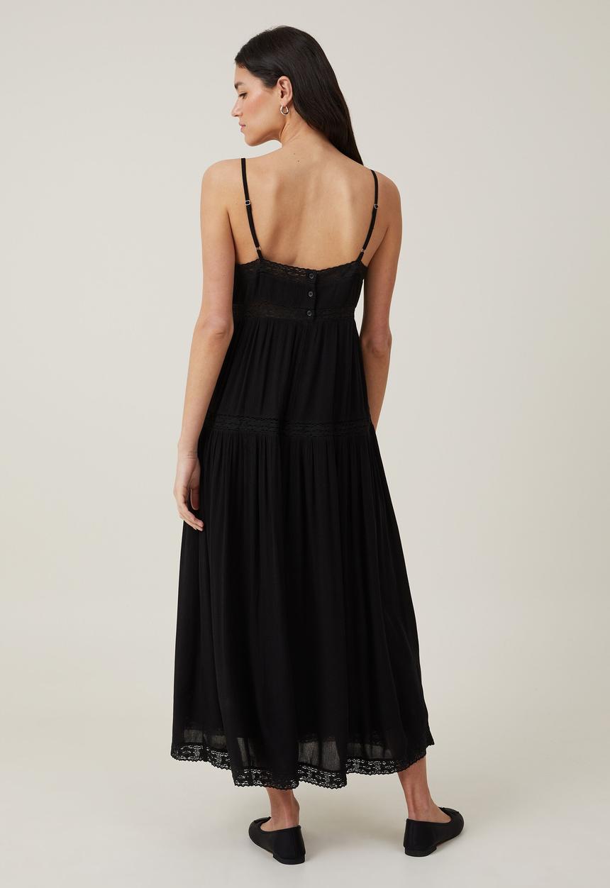 Cotton On - Rylee lace trim maxi dress - black