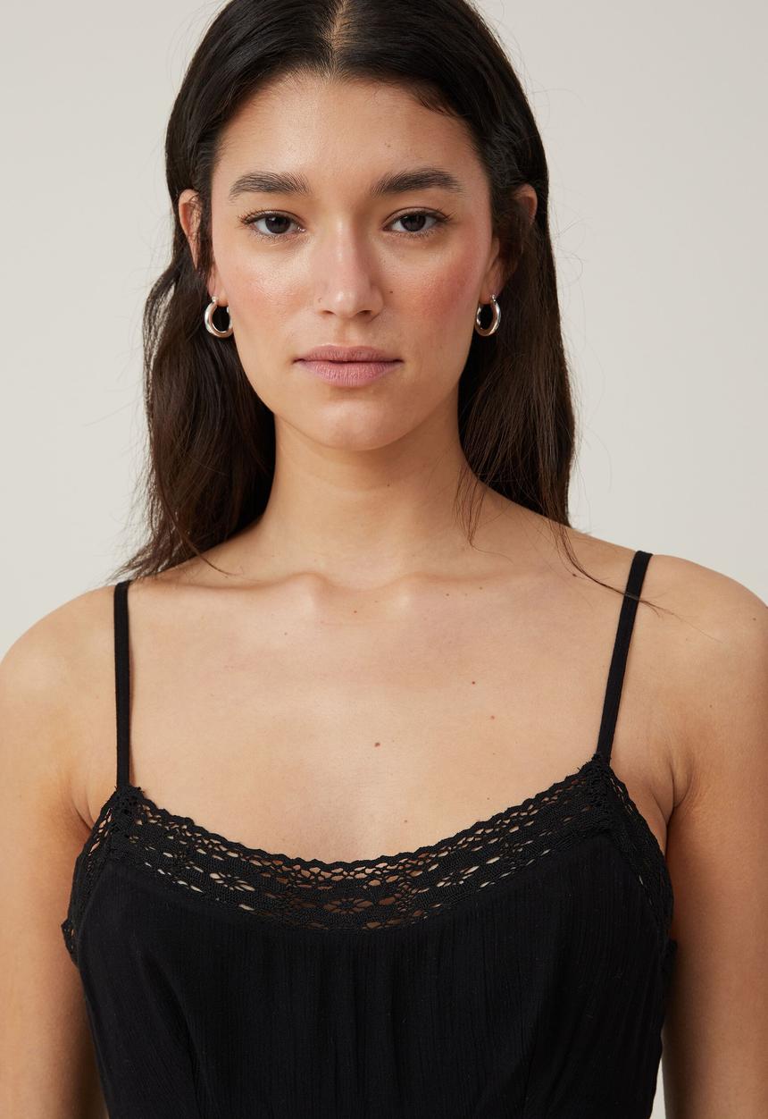 Cotton On - Rylee lace trim maxi dress - black